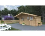 Hornbach Gartenhaus Palmako Sally 15,5 m² inkl. Fußboden und Vordach 450 x 360 cm tauchgrundiert braun