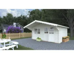 Gartenhaus Palmako Sally 15,5 m² inkl. Fußboden und Vordach 450 x 360 cm tauchgrundiert