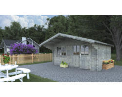 Gartenhaus Palmako Sally 15,5 m² inkl. Fußboden und Vordach 450 x 360 cm tauchgrundiert grau