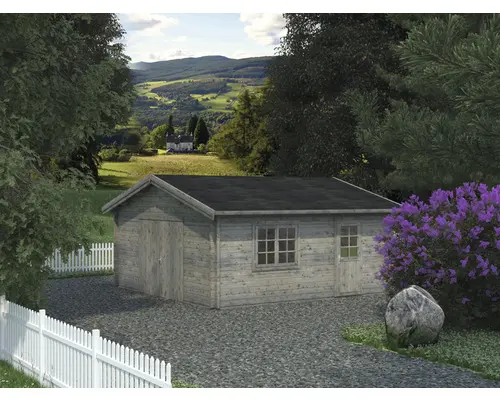 Einzelgarage Palmako Roger 27,7 m² mit Holztor 540 x 540 cm tauchgrundiert grau