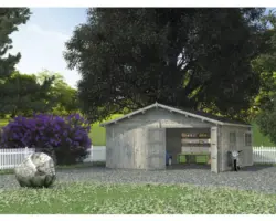 Doppelgarage Palmako Roger 28,4 m² mit Holztoren 575 x 510 cm tauchgrundiert grau