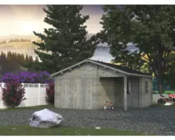 Einzelgarage Palmako Roger 21,9+5,2 m² mit Holztor 510 x 550 cm tauchgrundiert grau