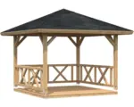 Hornbach Pavillon Palmako Betty 9,0 m² viereckig mit Geländer ohne Fußboden 300 x 300 cm tauchgrundiert braun