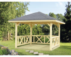 Pavillon Palmako Betty 9,0 m² viereckig mit Geländer ohne Fußboden 300 x 300 cm tauchgrundiert