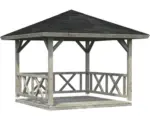 Hornbach Pavillon Palmako Betty 9,0 m² viereckig mit Geländer ohne Fußboden 300 x 300 cm tauchgrundiert grau