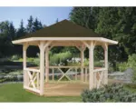 Hornbach Pavillon Palmako Betty 9,9 m² sechseckig mit Geländer ohne Fußboden 384 x 339 cm tauchgrundiert