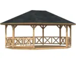 Hornbach Pavillon Palmako Betty 25,0 m² mit Geländer ohne Fußboden 617 x 467 cm tauchgrundiert braun