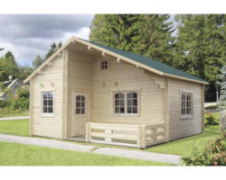 Gartenhaus Palmako Emily 40,1+5,2 m² inkl. Fußboden, Terrasse und Brüstung 570 x 550 cm natur