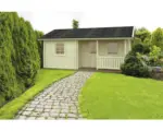 Hornbach Gartenhaus Palmako Sandra 21,5+3,7 m² inkl. Fußboden, Terrasse und Brüstung 600 x 450 cm natur