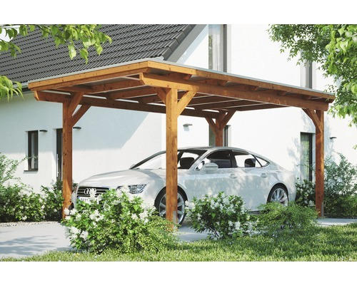 Einzelcarport Konsta Aluminium-Dachplatten inkl. H-Anker 304x500 cm eiche hell