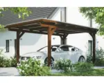 Hornbach Einzelcarport Konsta Aluminium-Dachplatten inkl. H-Anker 304x500 cm nussbaum