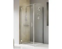 Drehtür mit Seitenwand Schulte ExpressPlus TouraPlus EP 666218 900x900x2000 mm Anschlag links Echtglas Klar hell chromoptik mit schmutzabweisender Glasbeschichtung