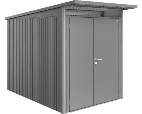 Gartenhaus Biohort Avantgarde inkl. Dachrinne Oberlicht Regale Set Lüftung 174 x 254 cm quarzgrau-metallic