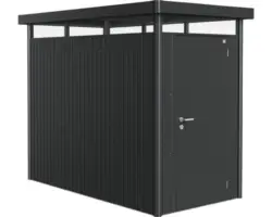 Gartenhaus Biohort HighLine inkl. Dachrinne Oberlicht Regale Set Lüftung 134 x 254 cm dunkelgrau-metallic