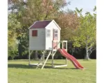 Hornbach Spielhaus Tiger Holz mit Veranda und Rutsche rot