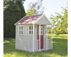 Spielhaus Fuchs Holz 120x120x155 cm natur-rot-weiß