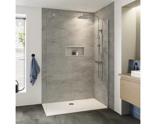 Raumdusche Breuer Panorama 1200x2000 mm Dekorglas grau aluminium