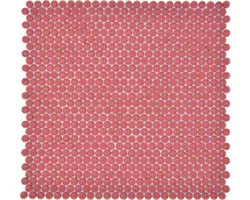 Glasmosaik Rund Enamel 31,8x32,5 cm rot matt