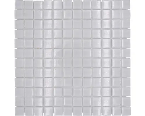 Glasmosaik Crystal Quadrat 30,0x30,0 cm uni superweiß