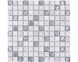 Natursteinmosaik Crystal Quadrat 30,0x30,0 cm grau