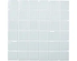 Glasmosaik Crystal Quadrat 30,0x30,0 cm weiß mix