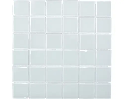 Glasmosaik Crystal Quadrat 30,0x30,0 cm weiß mix