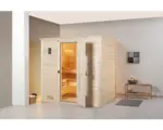 Hornbach Massivholzsauna Weka Bergen HT Gr.1.8 inkl. 7,5 kW Ofen u.digitaler Steuerung ohne Fenster mit Holztüre und Isolierglas wärmegedämmt