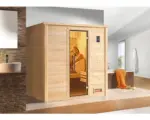 Hornbach Massivholzsauna Weka Bergen GT Gr.1.8 inkl. 7,5 kW Bio Ofen u.digitaler Steuerung ohne Fenster mit graphitfarbiger Ganzglastüre