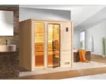 Hornbach Massivholzsauna Weka Bergen GTF Gr.1.8 inkl. 7,5 kW Bio Ofen u.digitaler Steuerung ohne Fenster mit graphitfarbiger Ganzglastüre
