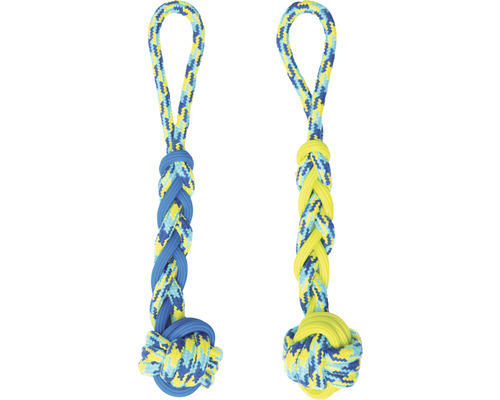 Hundespielzeug K9 Fitness by Zeus Rope & TPR Ball Tug zufällige Farbauswahl