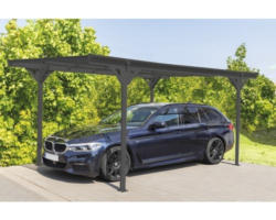 Einzelcarport WESTMANN Flachdach 6 mm Doppelstegplatten 15 m² inkl. Regenrinne 305 x 503 cm anthrazit