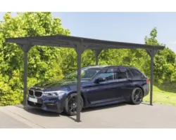Einzelcarport WESTMANN Flachdach 6 mm Doppelstegplatten 15 m² inkl. Regenrinne 305 x 503 cm anthrazit