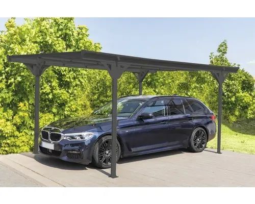 Einzelcarport WESTMANN Flachdach 6 mm Doppelstegplatten 15 m² inkl. Regenrinne 305 x 503 cm anthrazit