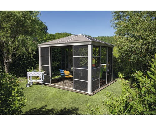 Pavillon SOJAG Striano 10x12 inkl. Moskitonetz 345 x 280 cm champagner