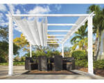 Hornbach Aluminium Pergola, Pavillon Paragon Outdoor Florida 10x10 mit verstellbarem Sonnensegel 320 x 320 cm weiß