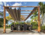 Hornbach Aluminium Pergola, Pavillon Florenz 11x16 inkl. verstellbarem Sonnensegel 350 x 505 cm holzoptik hellbraun