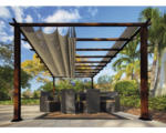 Hornbach Aluminium Pergola, Pavillon Florenz 11x16 inkl. verstellbarem Sonnensegel 350 x 505 cm Cocoa dunkelbraun
