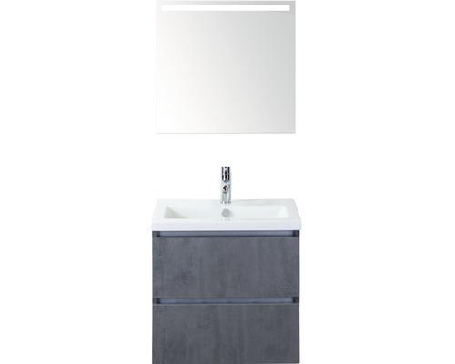 Badmöbel-Set Sanox Vogue Keramik 169x61x41 cm Keramikwaschbecken beton anthrazit mit LED-Beleuchtung