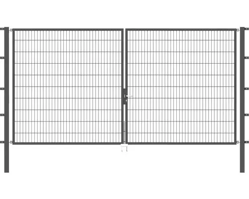 Stabgitter-Doppeltor ALBERTS Flexo 400 x 200 cm inkl. Pfosten 8 x 8 cm anthrazit