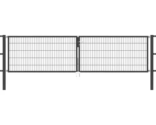 Stabgitter-Doppeltor ALBERTS Flexo 400 x 100 cm inkl. Pfosten 8 x 8 cm anthrazit