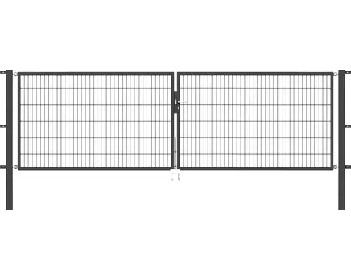 Stabgitter-Doppeltor ALBERTS Flexo 400 x 120 cm inkl. Pfosten 8 x 8 cm anthrazit
