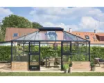 Hornbach Gewächshaus JULIANA Grand Oase 18,8 m² 3 mm Sicherheitsglas für Mauerfundament 368 x 511 cm anthrazit