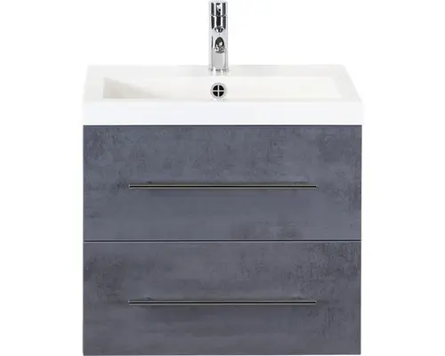 Waschbeckenunterschrank Sanox Straight Mineralguss 55x60x40 cm mit Mineralgusswaschbecken beton anthrazit