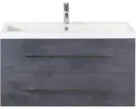 Hornbach Waschbeckenunterschrank Sanox Straight Mineralguss 55x100x40 cm mit Mineralgusswaschbecken beton anthrazit