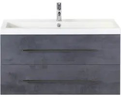 Waschbeckenunterschrank Sanox Straight Mineralguss 55x100x40 cm mit Mineralgusswaschbecken beton anthrazit