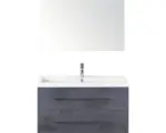 Hornbach Badmöbel-Set Sanox Straight Mineralguss 100x170x40 cm Mineralgusswaschbecken beton anthrazit mit Spiegel