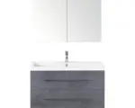 Hornbach Badmöbel-Set Sanox Straight Mineralguss 100x170x40 cm Mineralgusswaschbecken beton anthrazit mit Spiegelschrank