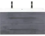 Hornbach Waschbeckenunterschrank Sanox Straight Mineralguss 55x100x40 cm mit Doppel-Mineralgusswaschbecken beton anthrazit
