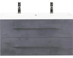 Waschbeckenunterschrank Sanox Straight Mineralguss 55x100x40 cm mit Doppel-Mineralgusswaschbecken beton anthrazit