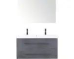 Hornbach Badmöbel-Set Sanox Straight Mineralguss 100x170x40 cm Doppel-Mineralgusswaschbecken beton anthrazit mit Spiegel